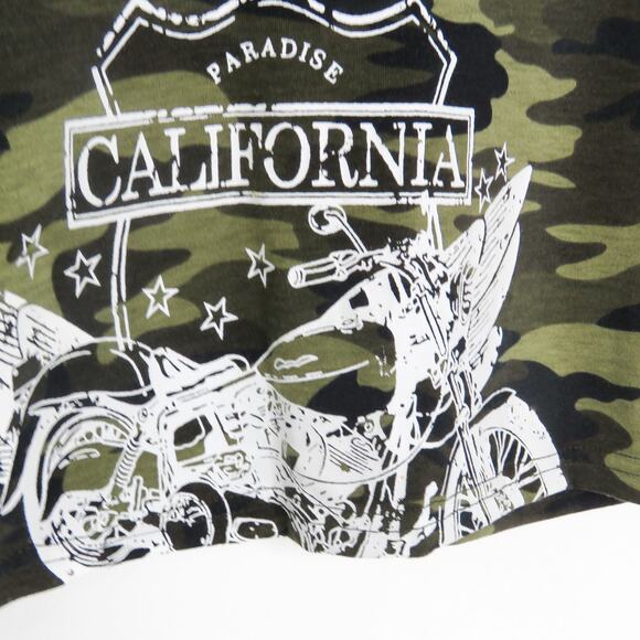 Shein Bikercore Camo Motorcycle Cropped Graphic Tee Crop Top XS - Picture 8 of 11